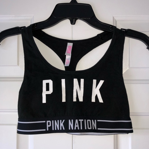 VS Pink Nation Black Cotton Sports Bra - Picture 2 of 4